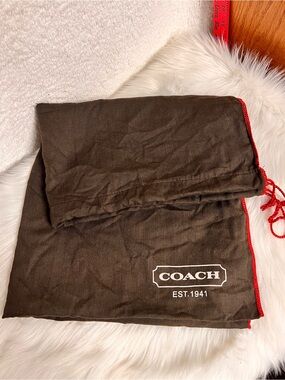 Coach Brown Dust Bag with Red Trim and Logo
